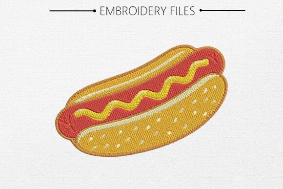 Cute Hot Dog Embroidery Design
