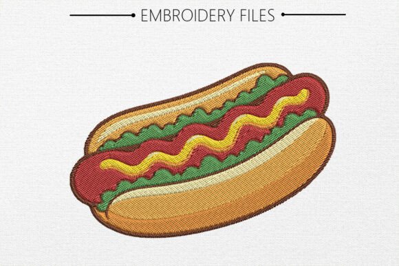 Cute Hot Dog Embroidery Design