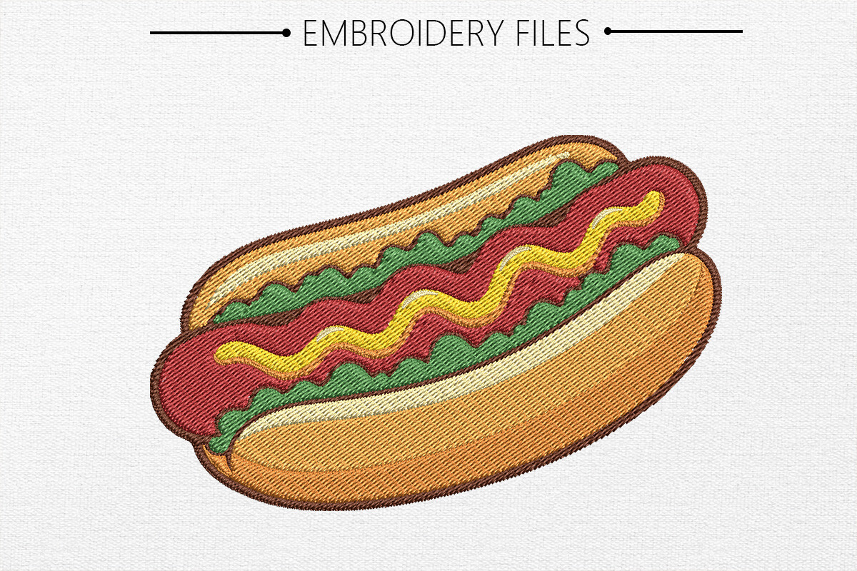 Cute Hot Dog Embroidery Design