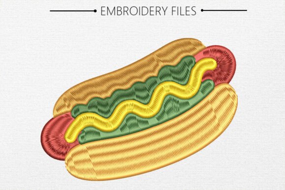 Cute Hot Dog Embroidery Design |