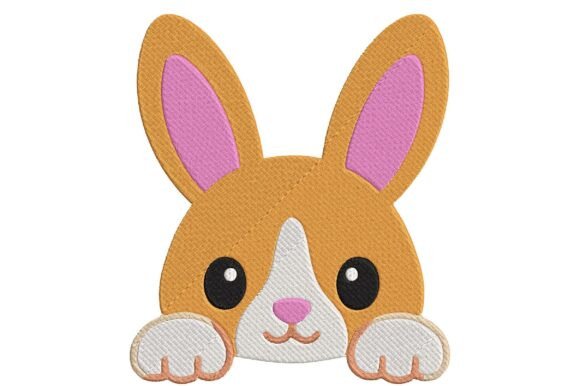 Cute Peeking Bunny Machine Embroidery