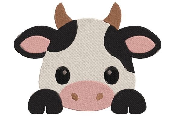 Cute Peeking Cow Machine Embroidery Design