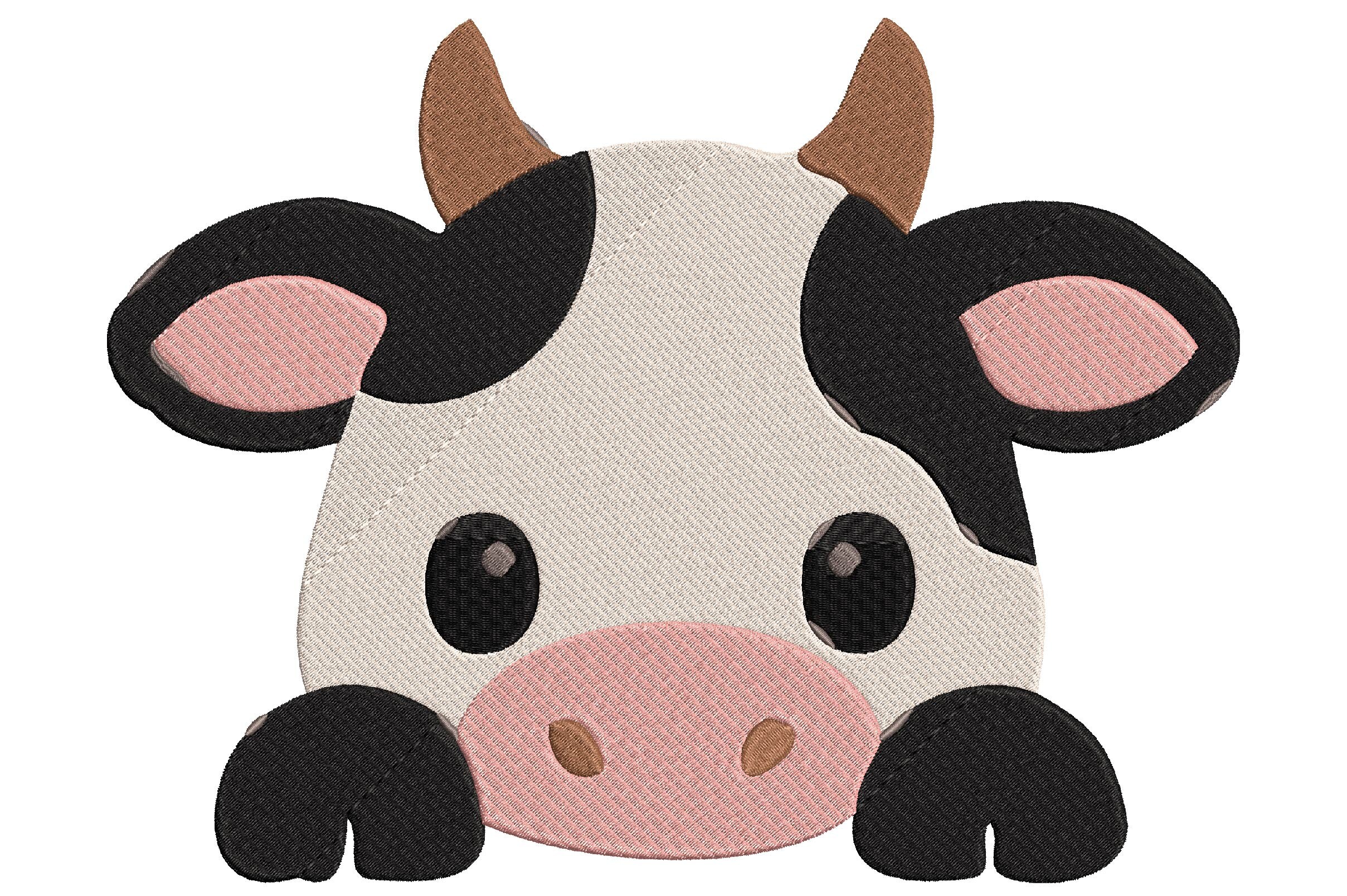 Cute Peeking Cow Machine Embroidery Design