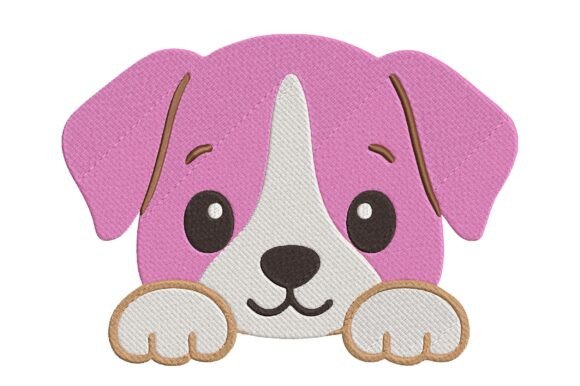 Cute Peeking Puppy Machine Embroidery