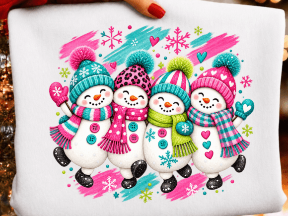Cute Snowman Family Christmas PNG, Color