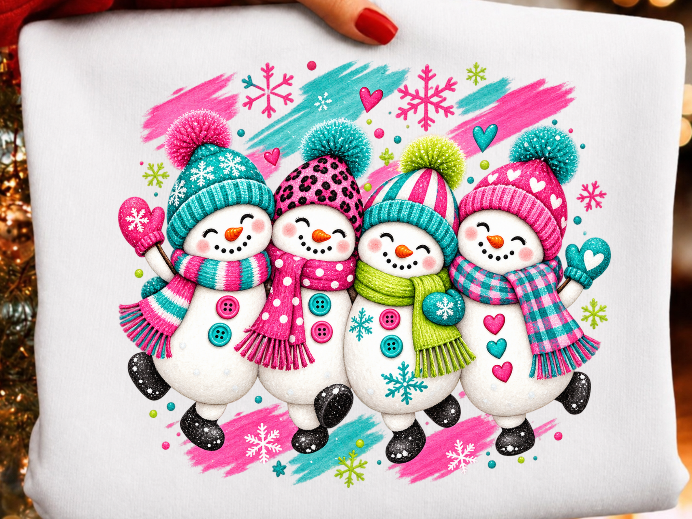 Cute Snowman Family Christmas PNG, Color