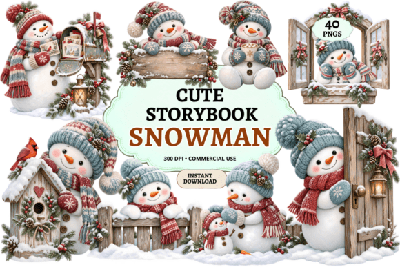 Cute Storybook Snowman Clipart