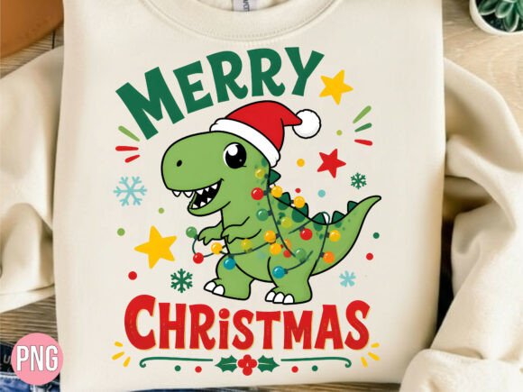 Dinosaur Santa Hat Christmas PNG Shirt