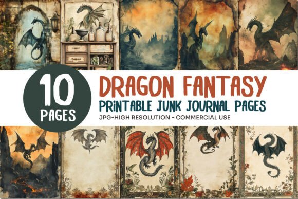 Dragon Fantasy Junk Journal Pages