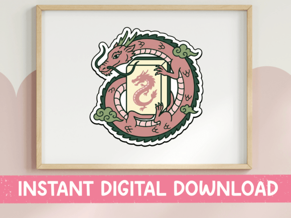 Dragon Wrapped Around Mahjong Tile Art Graphic T-shirt Designs By October Second