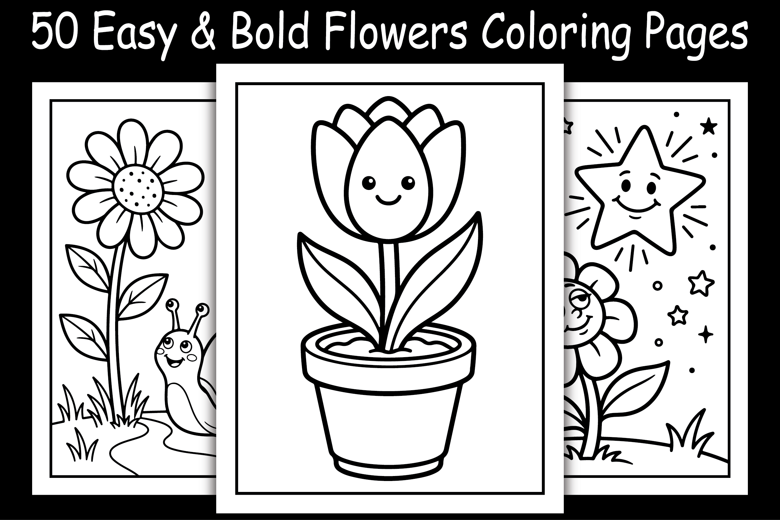 Easy & Bold Flowers Coloring Pages