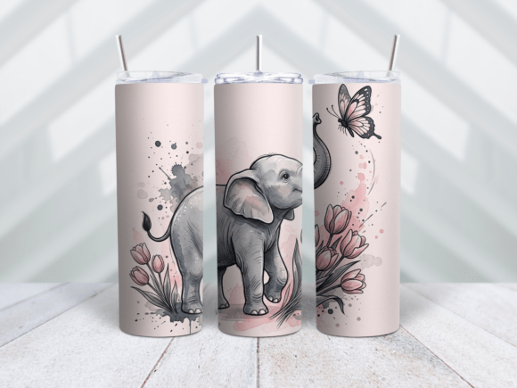 Elephant Butterfly Chase Tumbler Wrap