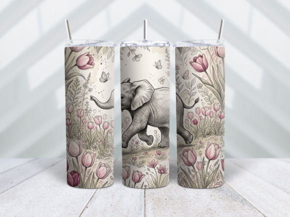 Elephant Tulip Meadow Tumbler Wrap