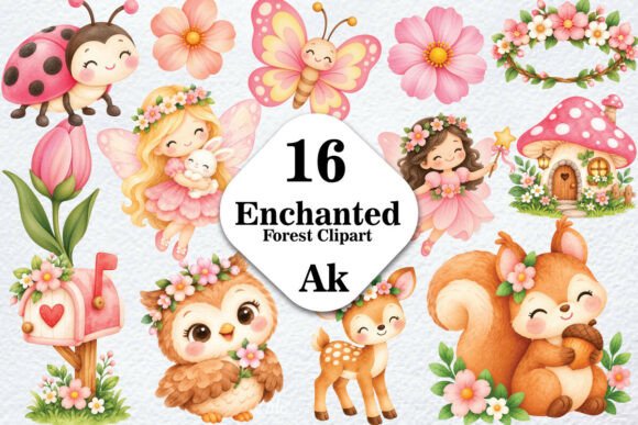 Enchanted Forest Nursery Clipart Bundle