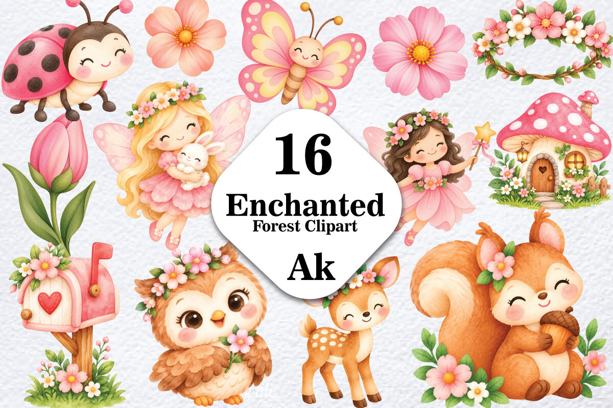 Enchanted Forest Nursery Clipart Bundle