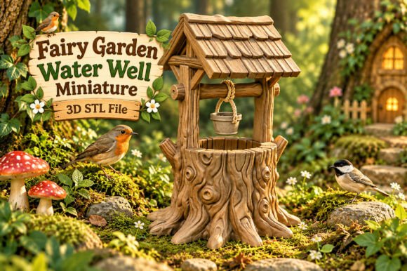 Fairy Garden Water Well Miniature 3D STL – Rustic Wishing Well for Dioramas - Image 1