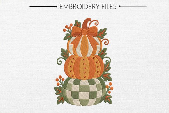 Fall Pumpkin Stack Embroidery Design