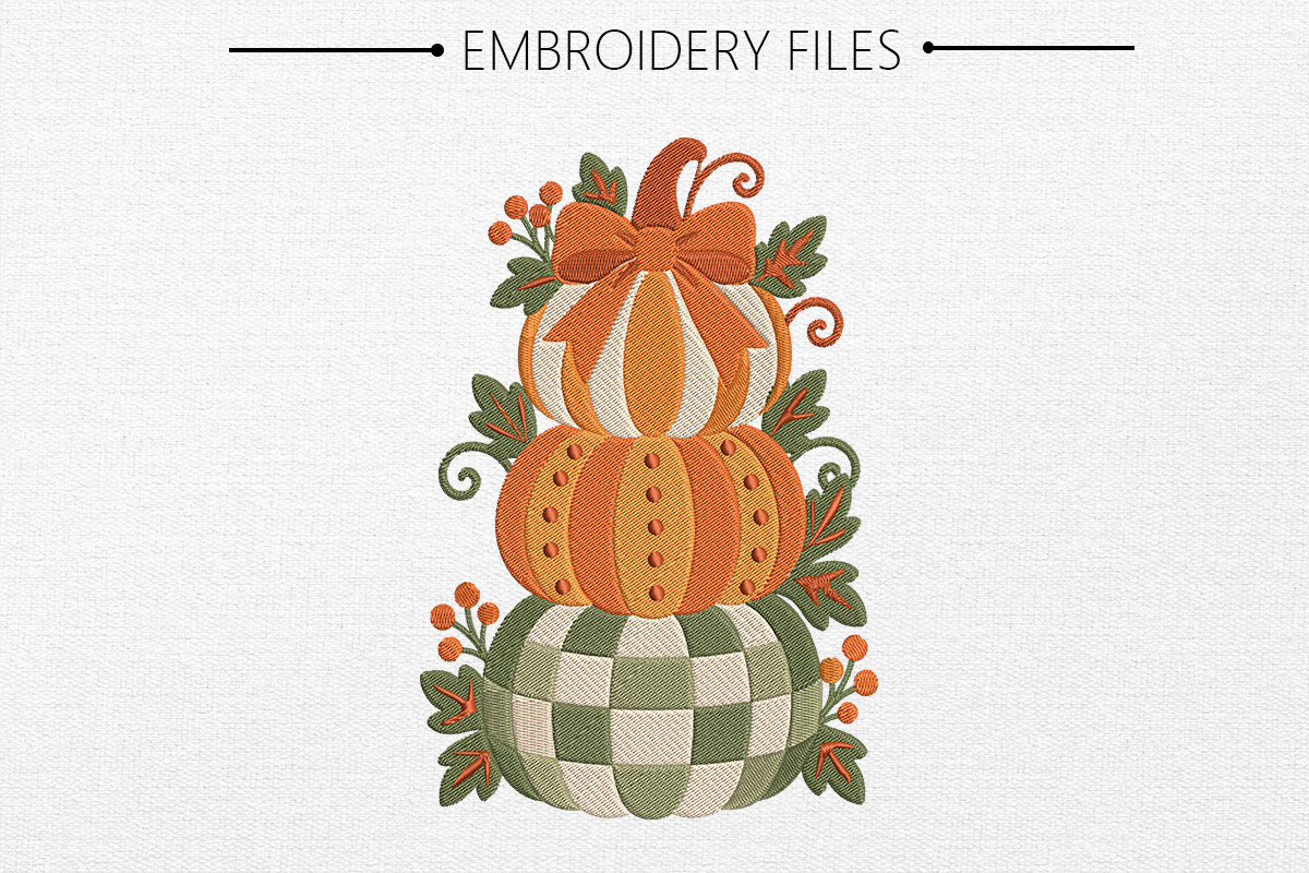 Fall Pumpkin Stack Embroidery Design