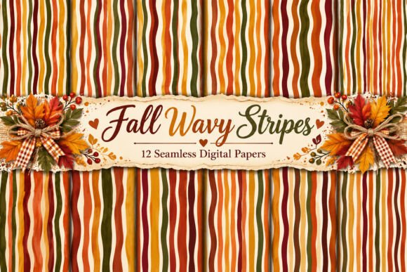 Fall Wavy Stripes Digital Papers