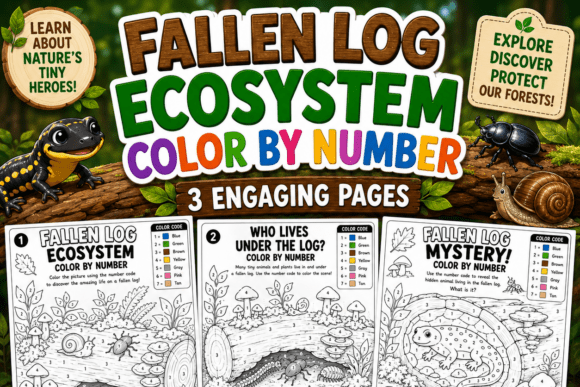 Fallen Log Ecosystem Color by Number