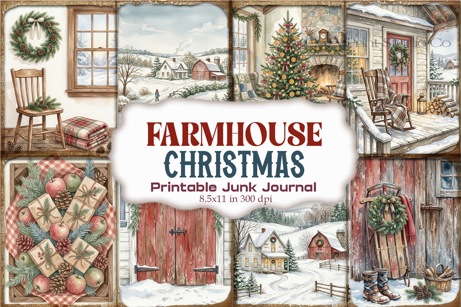 Farmhouse Christmas Junk Journal Paper