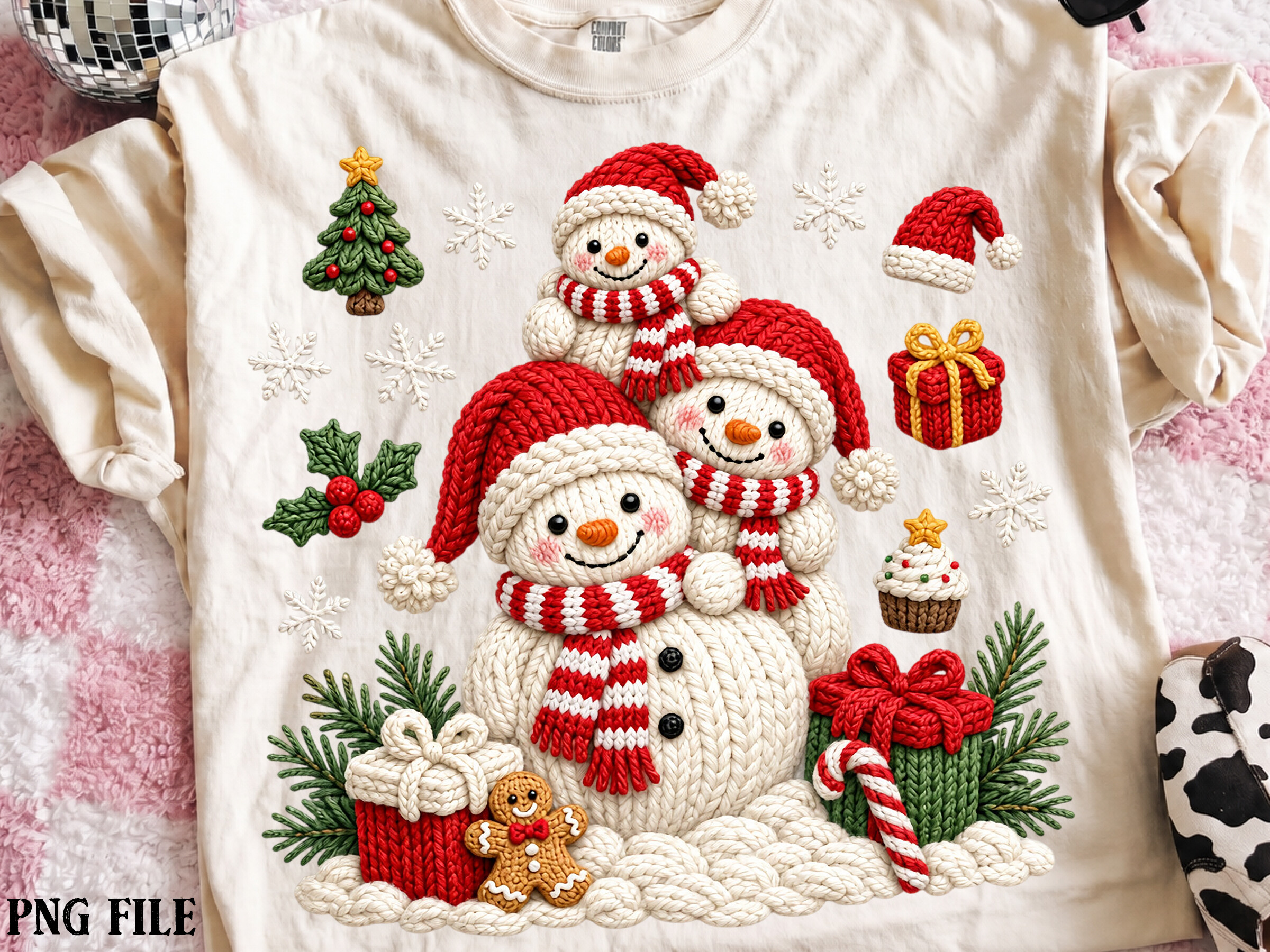 Faux Yarn Snowman Christmas Png