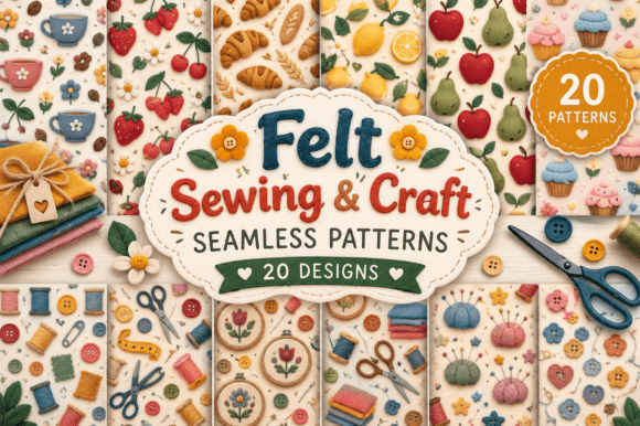 Felt Sewing & Craft Seamless Patterns