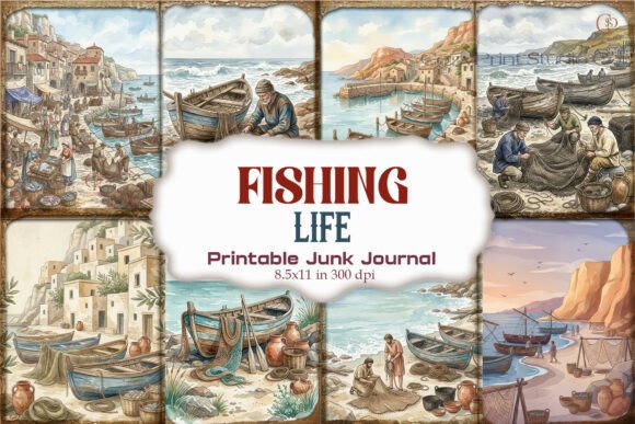 Fishing Life Junk Journal Paper