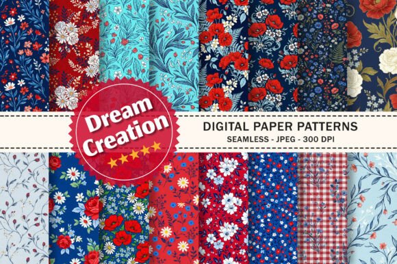 Floral Digital Paper, Ditsy Flowers