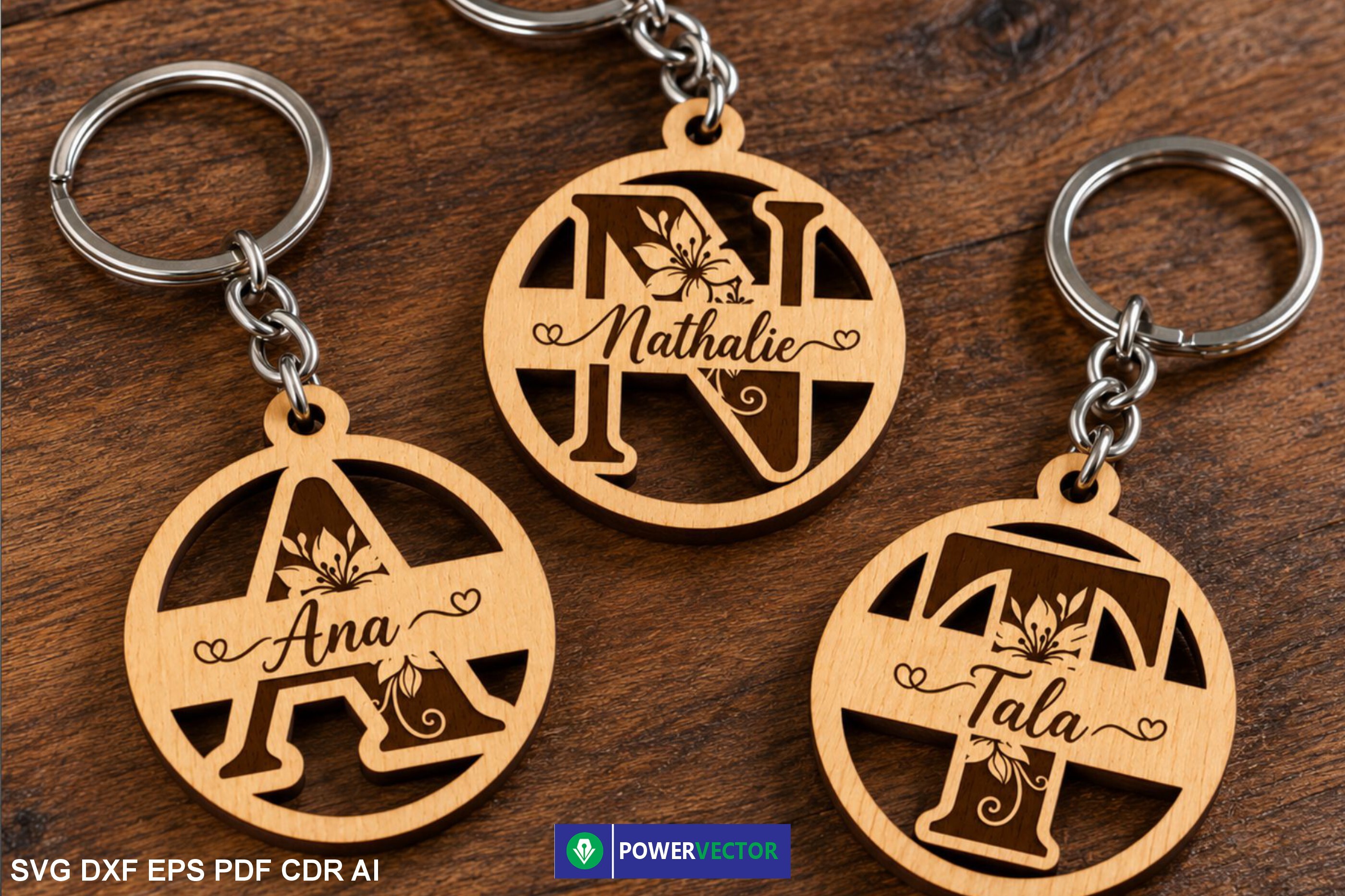 Floral Letter Monogram Keychains