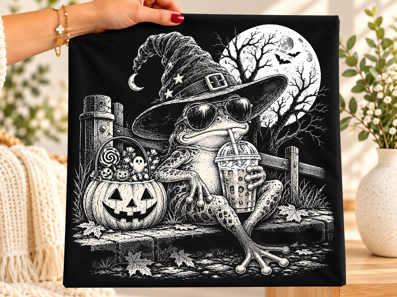 Funny Halloween Spooky Witch Frog PNG