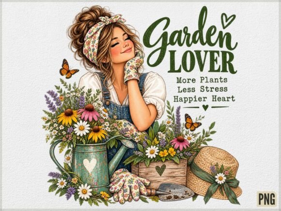 Garden Lover More Plants Less Stress PNG