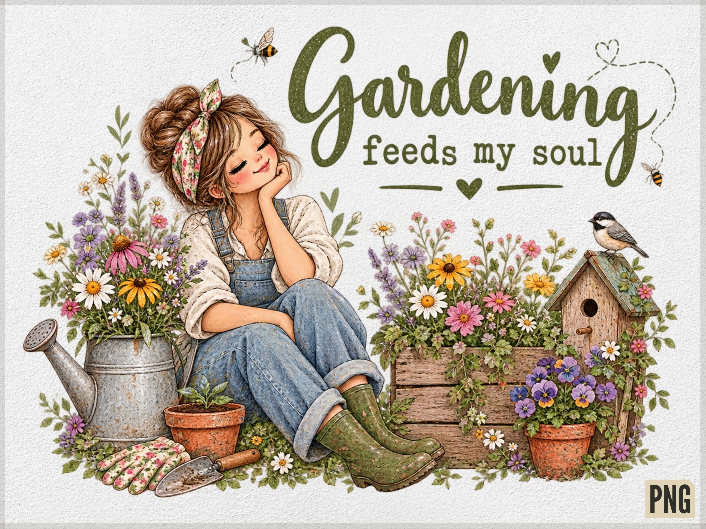 Gardening Feeds My Soul PNG, Garden Love