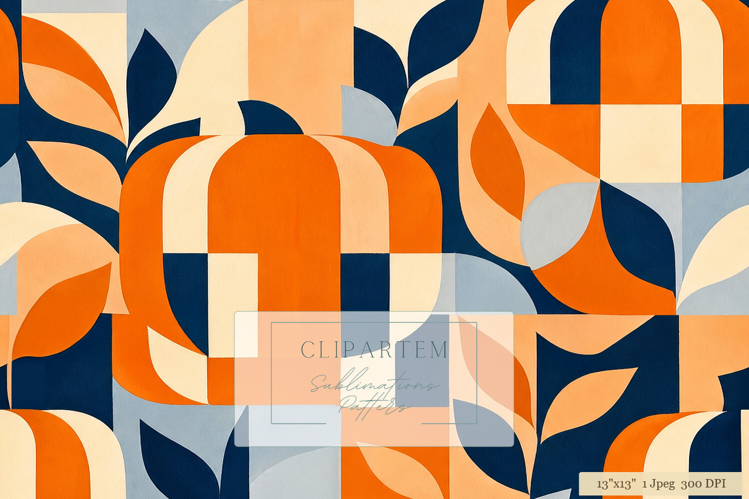 Geo Pumpkin Fall Pattern Navy Orange
