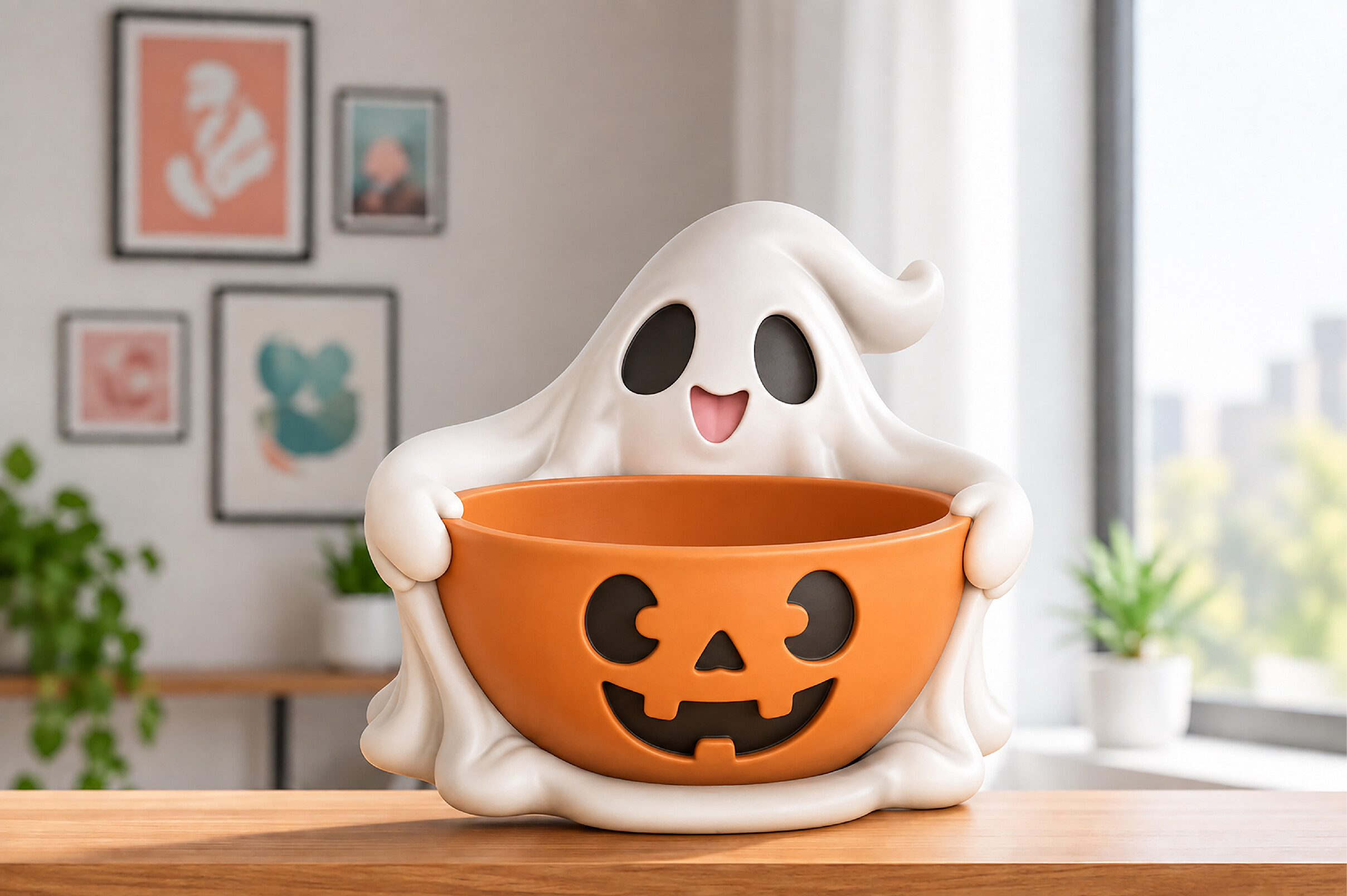 Ghost Halloween Bowl STL - Cute Kawaii 3D Print Candy Bowl File - Image 2