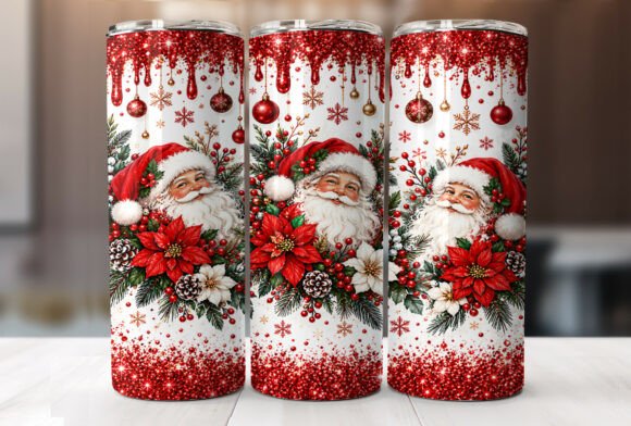 Glitter Christmas Santa Claus Tumbler