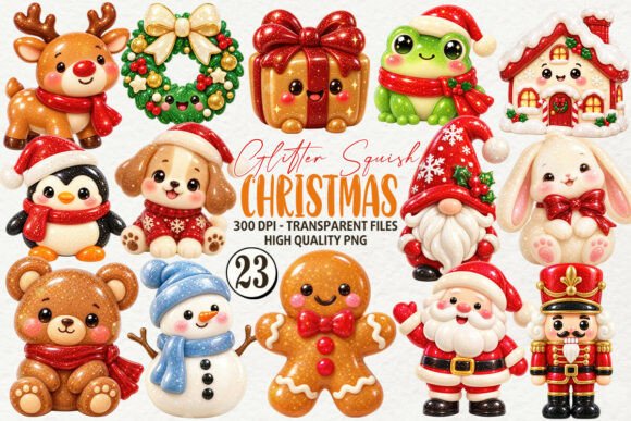 Glitter Squishy Christmas Clipart