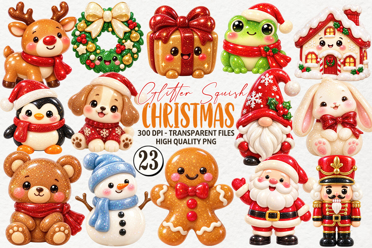 Glitter Squishy Christmas Clipart