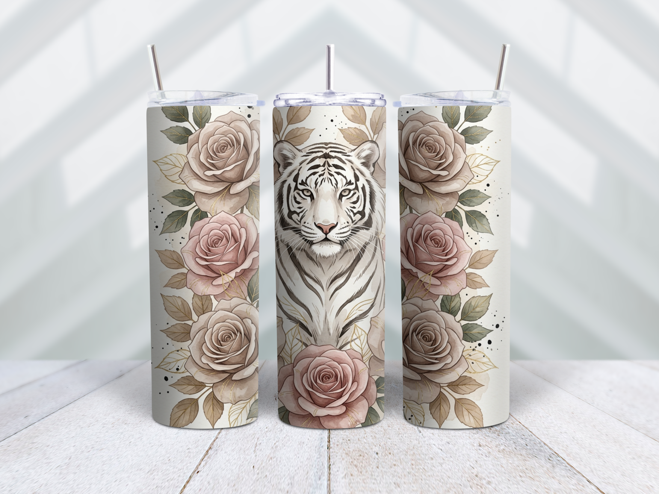 Golden Leaf White Tiger Tumbler Wrap