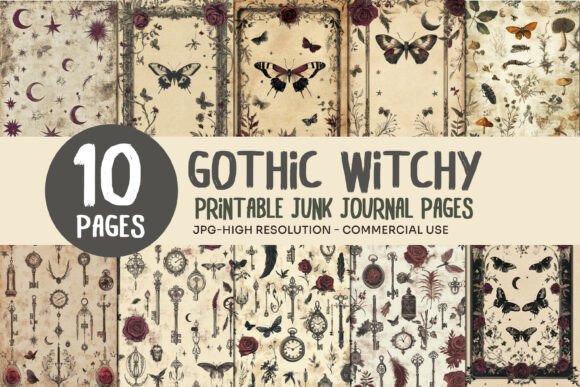 Gothic Butterfly Junk Journal Pages