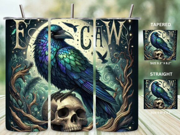 Gothic Raven Skull F-CAW-F Tumbler Wraps