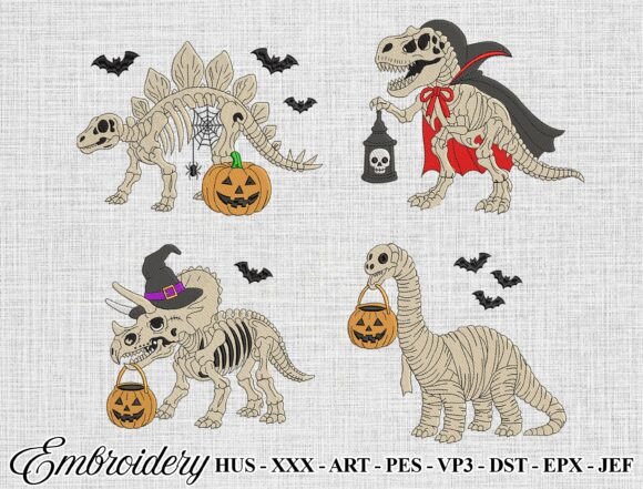 Halloween Dinosaur Embroidery Bundle