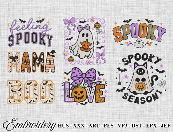 Halloween Ghost Embroidery Design Bundle