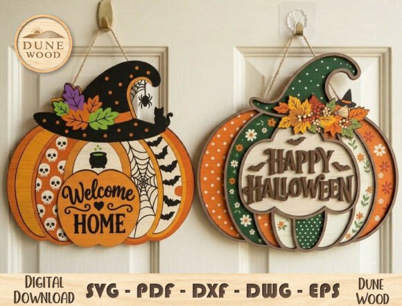 🎃 Halloween Pumpkin Door Signs