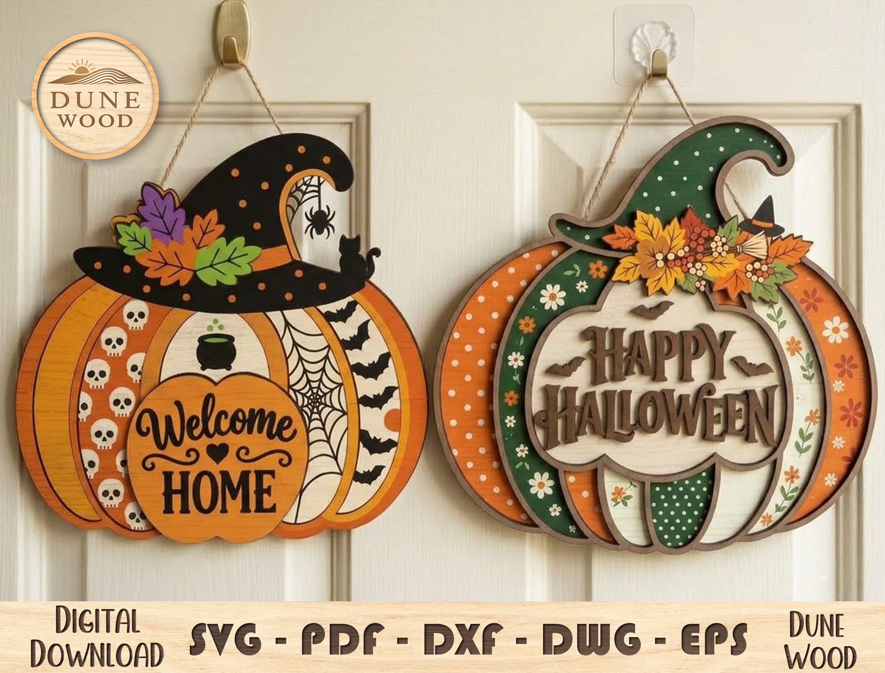 π Halloween Pumpkin Door Signs