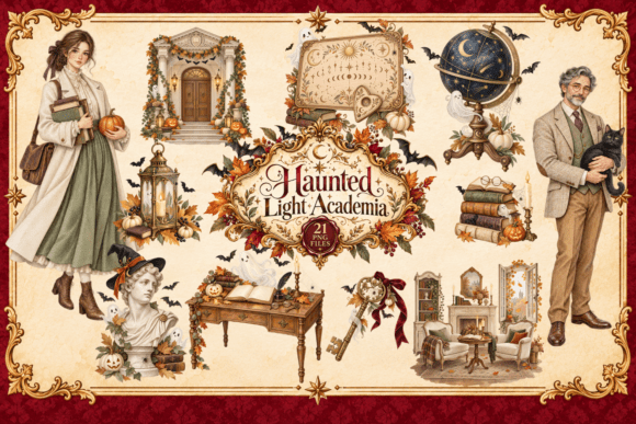 Haunted Light Academia – Halloween PNGs