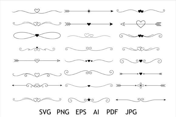 Heart Flourish Divider SVG Bundle