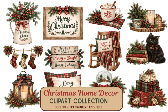 Hand Drawn Christmas Home Decor Clipart