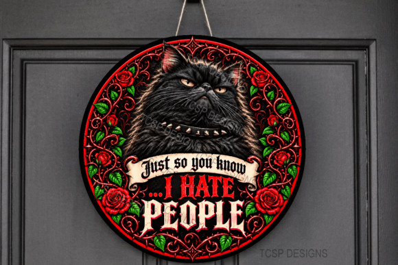 I Hate People Cat Door Sign
