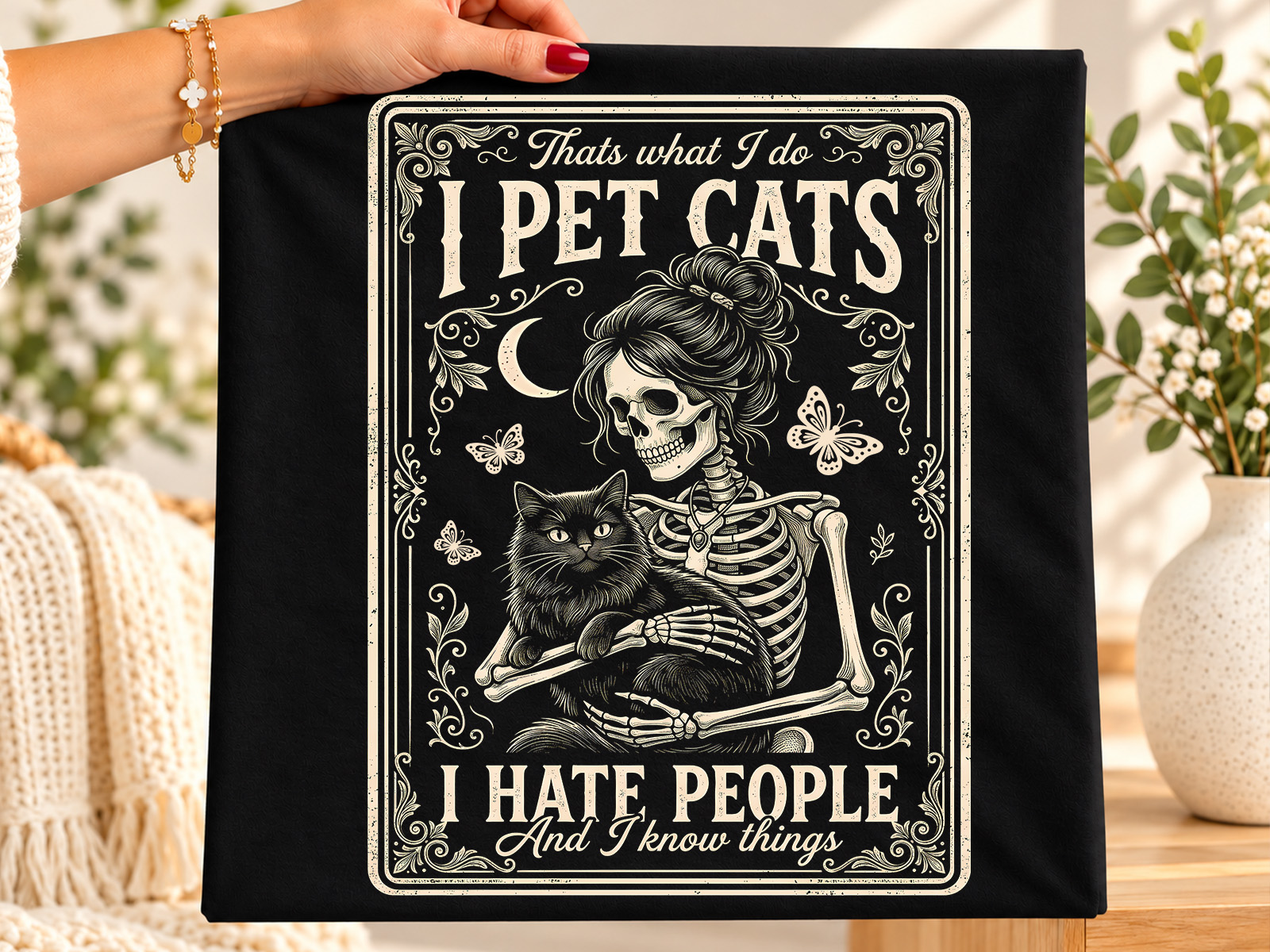 I Pet Cats I Hate People Skeleton PNG